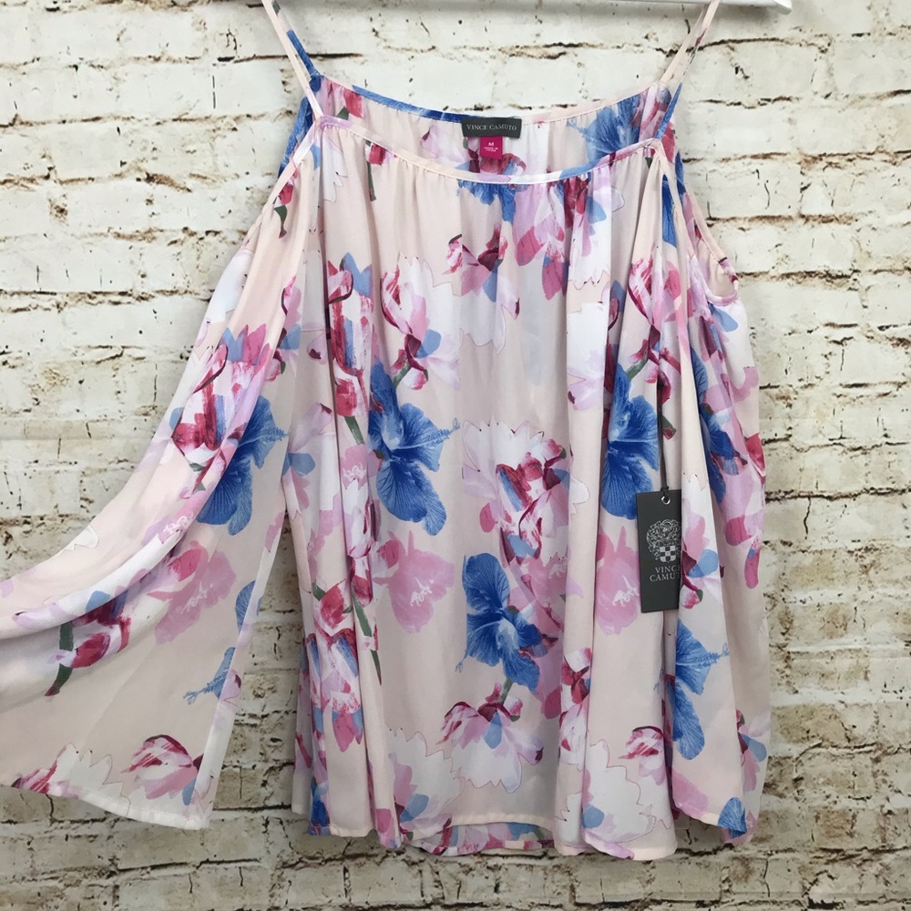 Vince Camuto Floral Cold Shoulder Blouse Medium